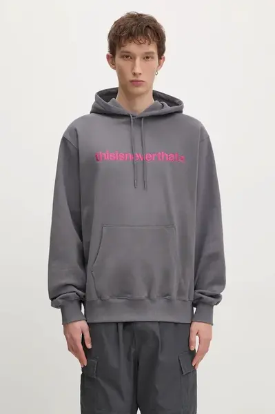 Bavlněná mikina thisisneverthat T-Logo Hoodie pánská, šedá barva, s kapucí, s aplikací, TN243TSWHO01