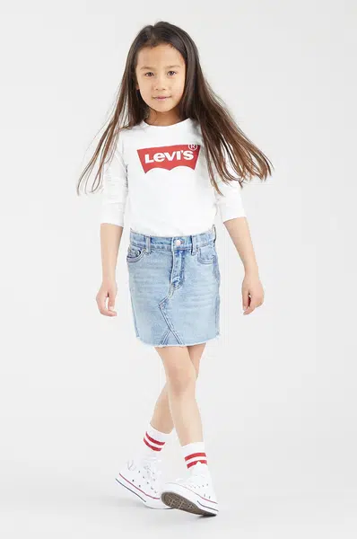 Dětské tričko s dlouhým rukávem Levi's bílá barva