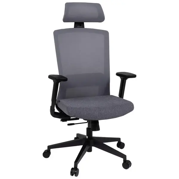 MID.YOU OTOČNÁ ŽIDLE, síťovina, plochá tkanina, šedá, černá