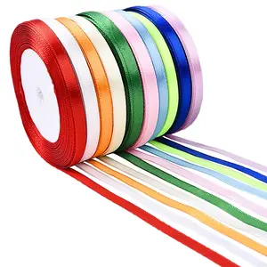 10 Rolls 10 Colors Single Face Satin Ribbon