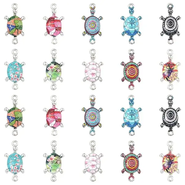 20Pcs 10 Colors Alloy Enamel Connector Charms