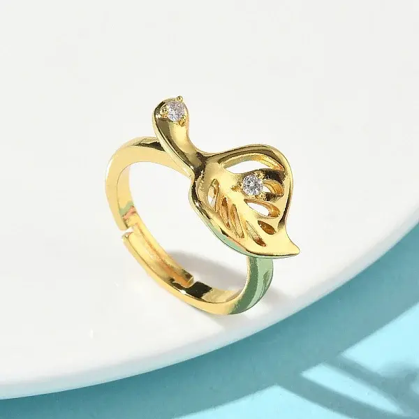 Brass Micro Pave Cubic Zirconia Adjustable Finger Rings