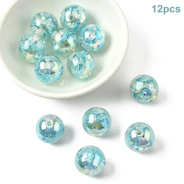 12Pcs Transparent Inner Flower Acrylic Beads