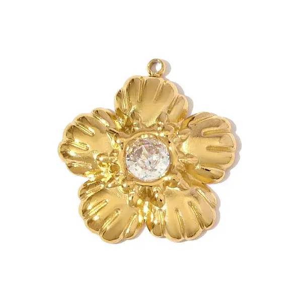 304 Stainless Steel Pave Cubic Zirconia Pendants