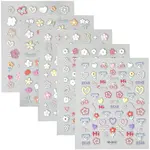 5Pcs 5 Styles Animal & Flower PET Plastic Decorative Sticker