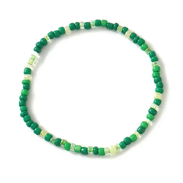 Saint Patrick's Day Glass Seed Bead Stretch Bracelets