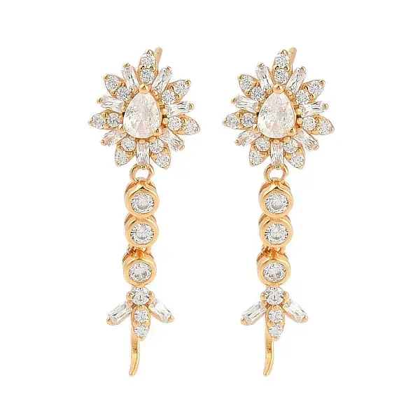 925 Sterling Silver Micro Pave Clear Cubic Zirconia Stud Earring Findings