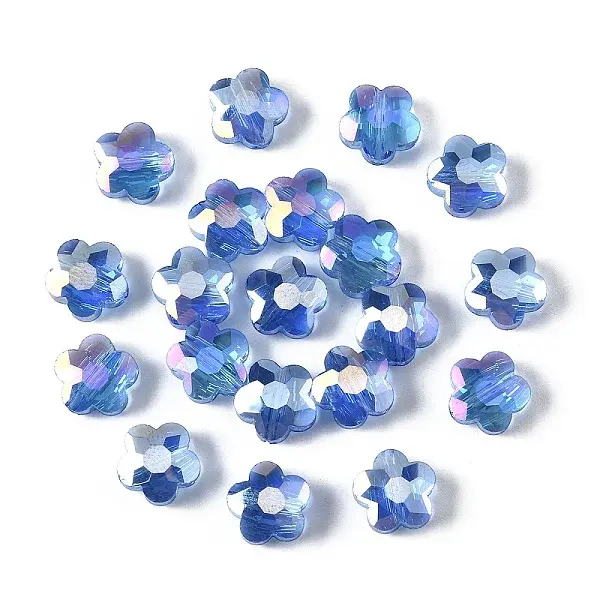 20Pcs Transparent Electroplate Glass Beads