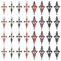 16Pcs 8 Colors Alloy Rhinestone Cross Pendants