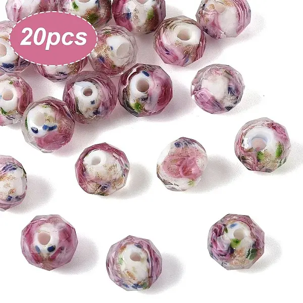 20Pcs Handmade Gold Sand Lampwork Beads