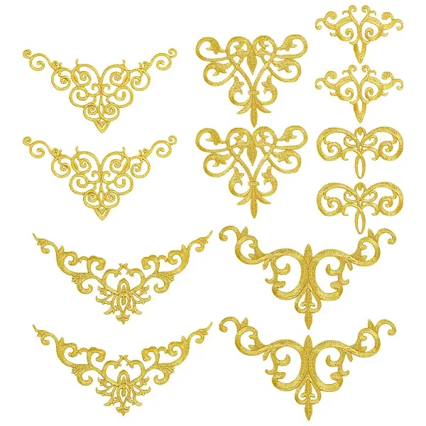 12Pcs 6 Styles Polyester Computerized Embroidery Iron on/Sew on Patches