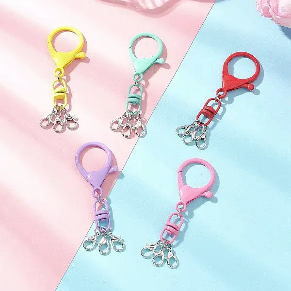 Spray Painted Eco-Friendly Alloy Double Eye Swivel Clasps and Iron Lobster Claw Clasps