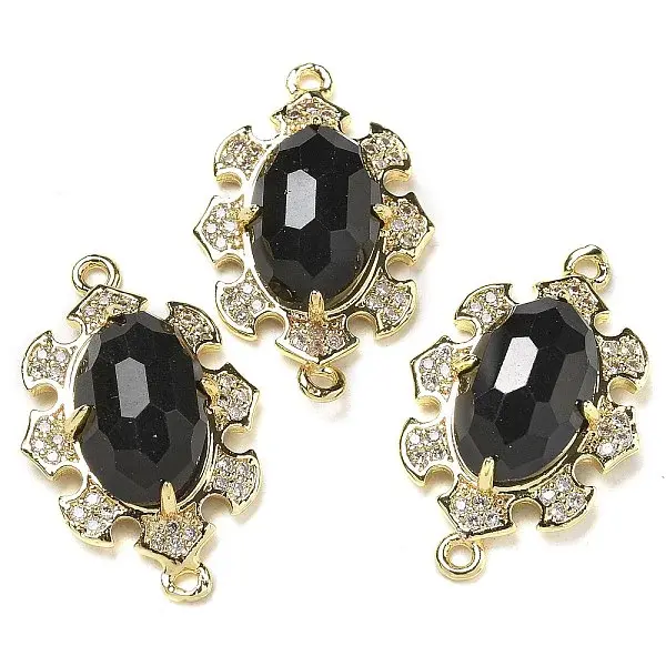 Natural Mixed stone Faceted Oval Connector Charms