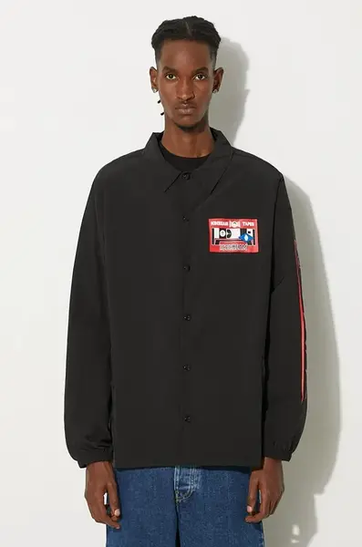 Bunda ICECREAM Ictv Coach Jacket pánská, černá barva, přechodná, IC24305