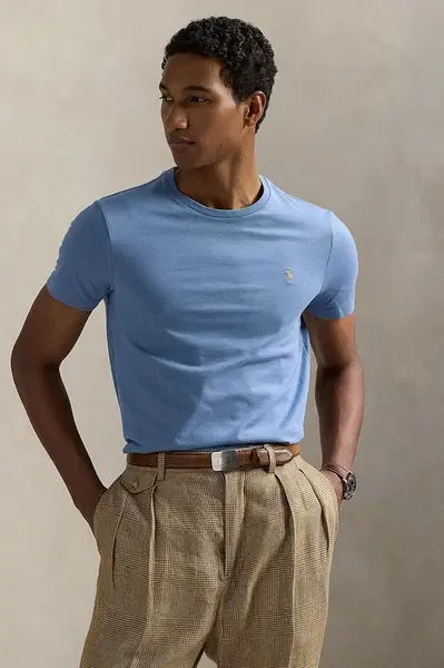 Bavlněné tričko Polo Ralph Lauren pánské, červená barva, 710671438