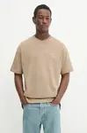 Bavlněné tričko Samsoe Samsoe JOEL pánské, béžová barva, M22300126