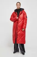 Bunda Didriksons dámská, červená barva, zimní, oversize