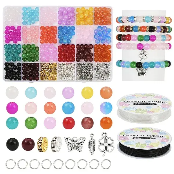 DIY Glass Round Beads Bracelets Making Kits