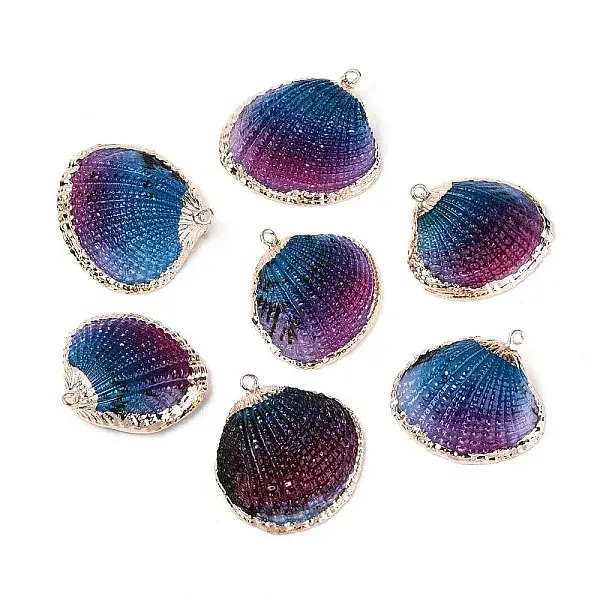 Spray Paint & Electroplate Natural Sea Shell Pendants
