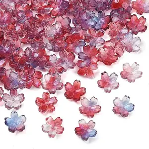 60G Baking Painted Transparent Glass Bead Caps