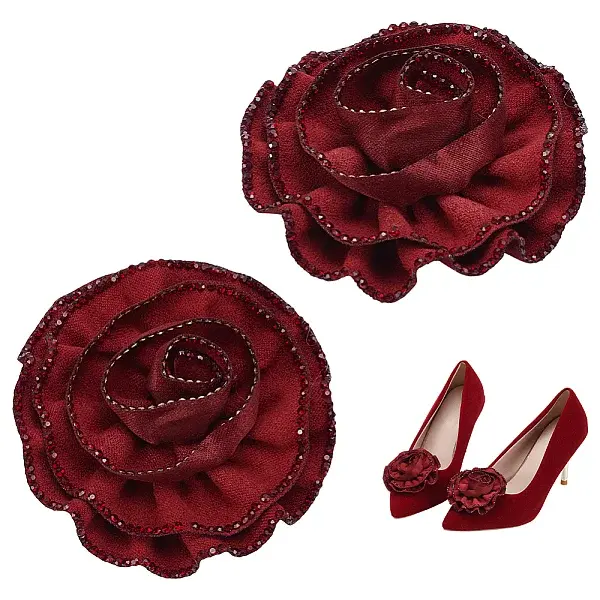 2Pcs Flower Polyester Shoe Buckle Clips