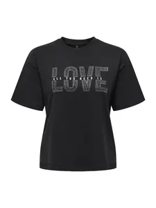 ONLY Tričko 'ONLRILA'  čierna / strieborná