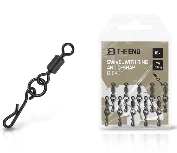 Delphin pevnostní obratlík s kroužkem a rychloklipem theend q-cast #4 20 kg 10 ks