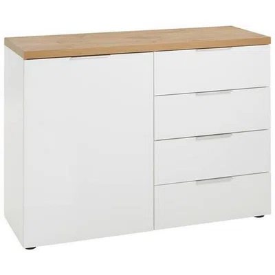 Xora KOMODA, bílá, barvy dubu, 120/89/43 cm