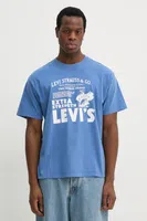 Bavlněné tričko Levi's fialová barva, s potiskem, 87373