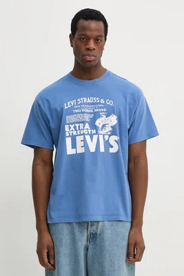 Bavlněné tričko Levi's fialová barva, s potiskem, 87373