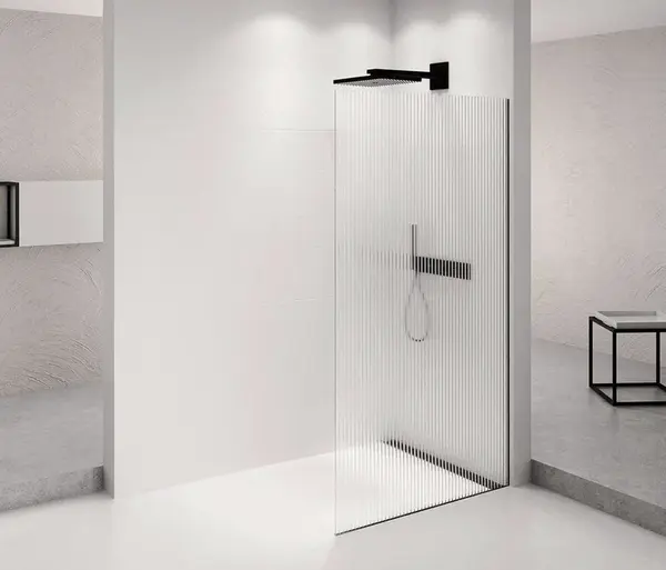 Polysan Architex - Sprchová stěna Walk-In, 76x210 cm, matná černá/Flute sklo AXB80FL