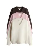 The Set Sveter  nebielená / hnedá / pastelovo ružová