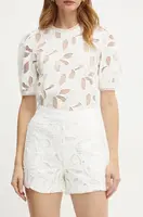 Kraťasy Morgan SHACE dámské, bílá barva, high waist, SHACE