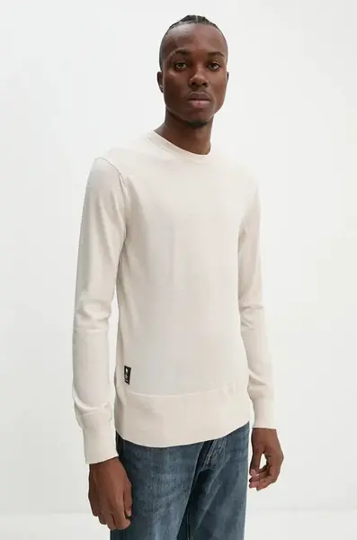 Vlněný svetr G-Star pánský, béžová barva, lehký, D25174-D847