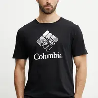 Bavlněné tričko Columbia černá barva, s potiskem