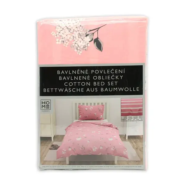 HOME ELEMENTS Povlečení bavlněné Květy a proužek