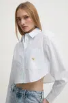 Bavlněná košile Calvin Klein Jeans modrá barva, relaxed, s klasickým límcem, J20J225078