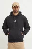 Mikina adidas Feelcozy pánská, černá barva, s kapucí, s aplikací, JE3807