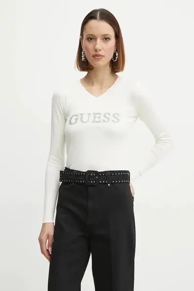Svetr Guess HOLLY dámský, béžová barva, lehký, W5RR38 Z2NQ2