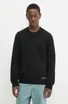Vlněný svetr A.P.C. Pull Edward pánský, černá barva, WVBDJ.H23059