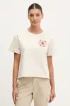 Tričko Fjallraven Fjällblomster béžová barva, F14600213
