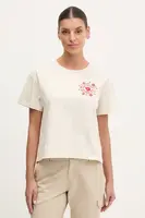 Tričko Fjallraven Fjällblomster béžová barva, F14600213