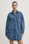 Džínové šaty Abercrombie & Fitch modrá barva, mini, oversize, KI159-5496
