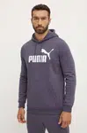 Mikina Puma pánská, šedá barva, s kapucí, s potiskem