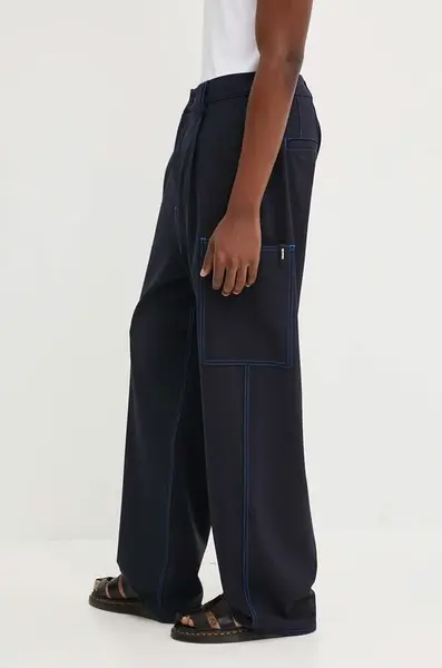 Kalhoty s příměsí vlny Sunnei tmavomodrá barva, jednoduché, RTWMBOT007