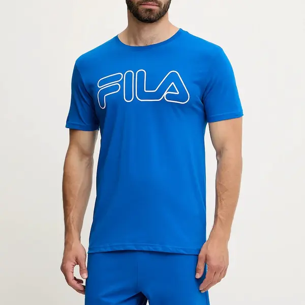 Bavlněné pyžamo Fila modrá barva, s potiskem, FPS1191