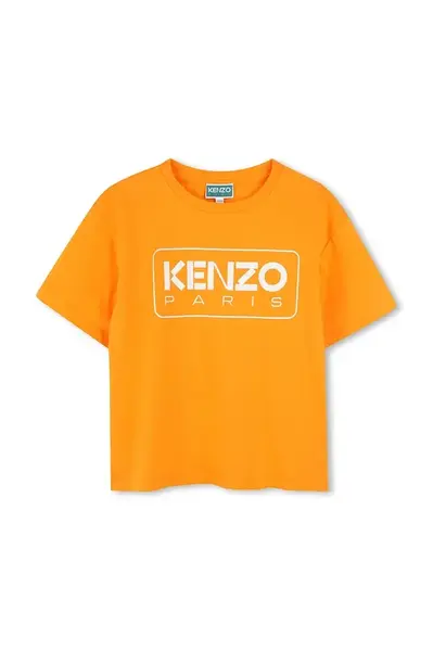 Dětské bavlněné tričko Kenzo Kids oranžová barva, K61064