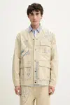 Džínová bunda Desigual KENIA béžová barva, přechodná, oversize, 25SMEW08