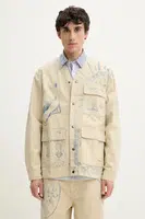 Džínová bunda Desigual KENIA béžová barva, přechodná, oversize, 25SMEW08