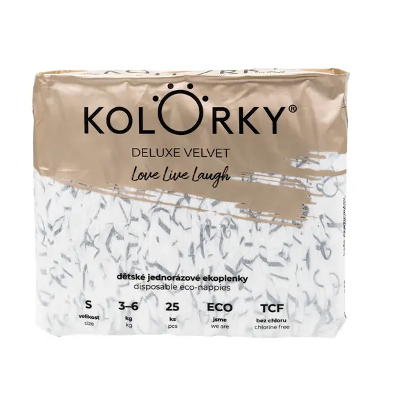 KOLORKY Jednorázové eko plenky se sametovým povrchem vel. S 3-6 kg 25 ks